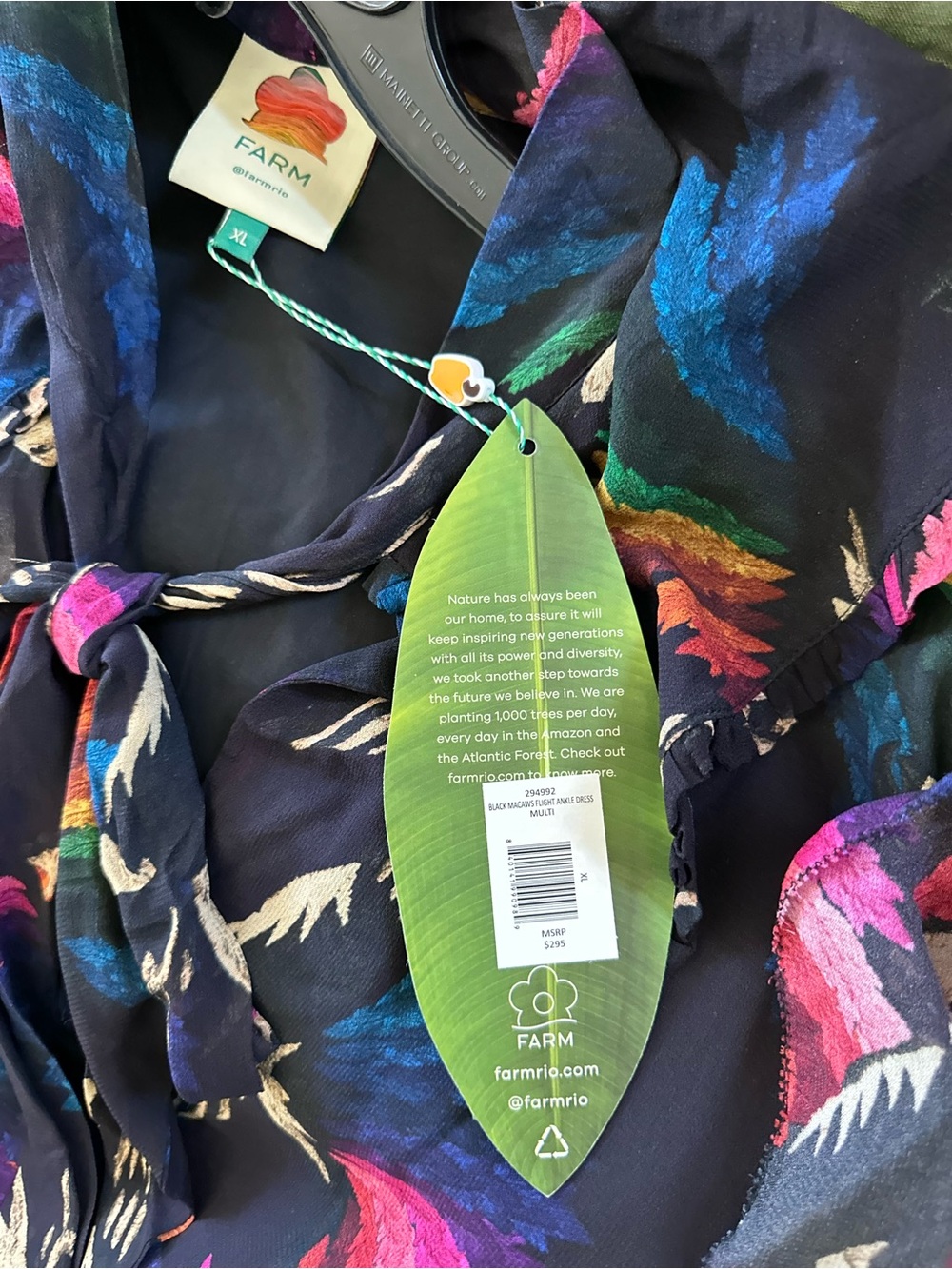 NWT FARM Rio Black Macaws Flight Ankle Midi Dress XL - Picture 3 of 11